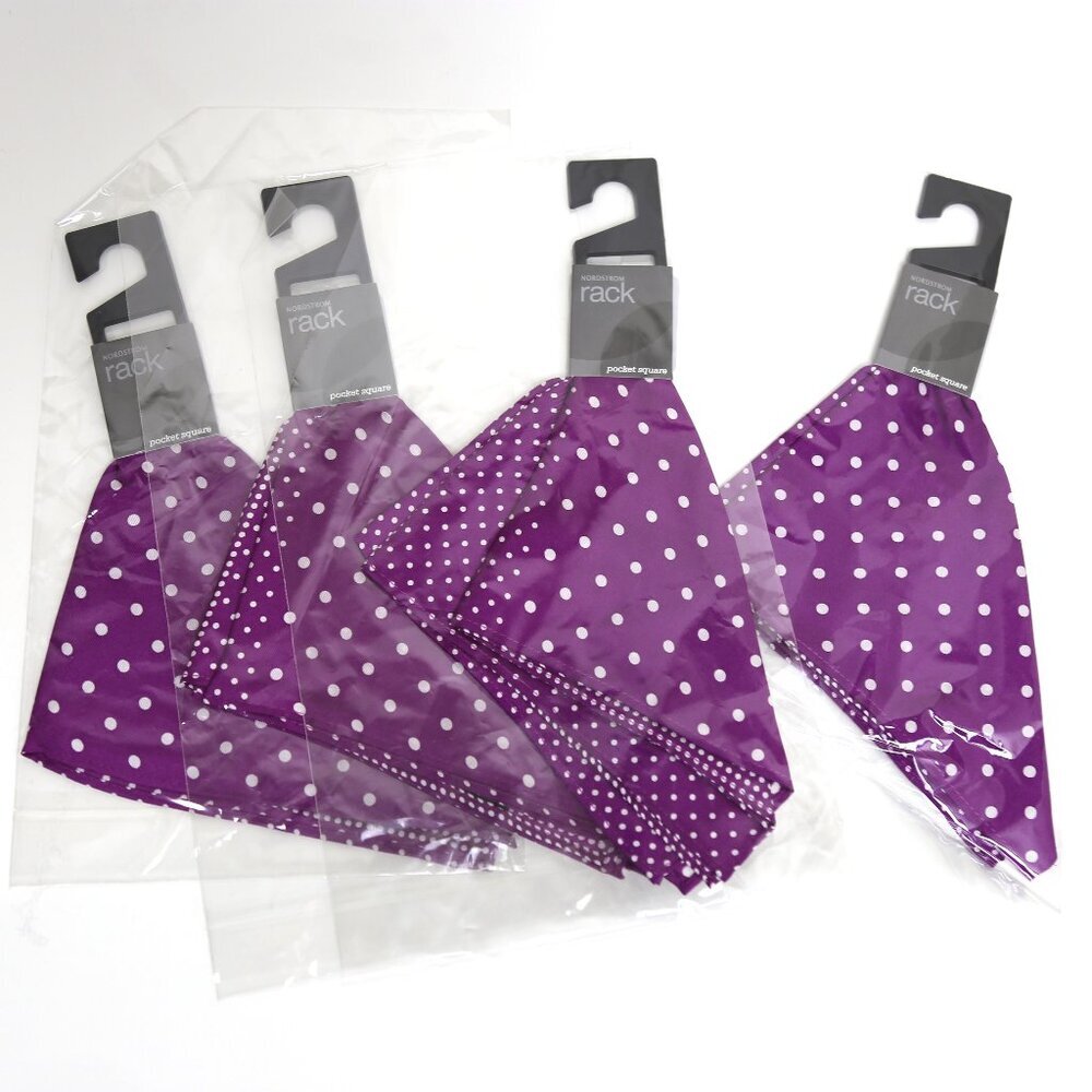 NWT 4-Pack Nordstrom Rack Berry Purple Polka Dot Pocket Squares Men's